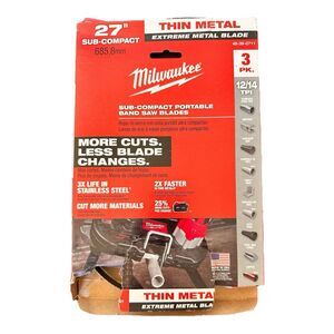 Milwaukee 48-39-0711 Extreme Thin Metal Sub-Compact Band Saw Blade, 2PK 12/14TPI